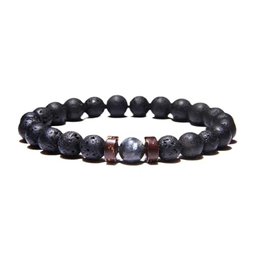 UBOHUZ 2 Stück Steinarmbänder Charms Männer Schwarze Lava Matte Perlen Armreifen Frauen Yoga Gebet Schmuck Geschenk Süßes Handarmband Für Frauen(Black 2) von UBOHUZ