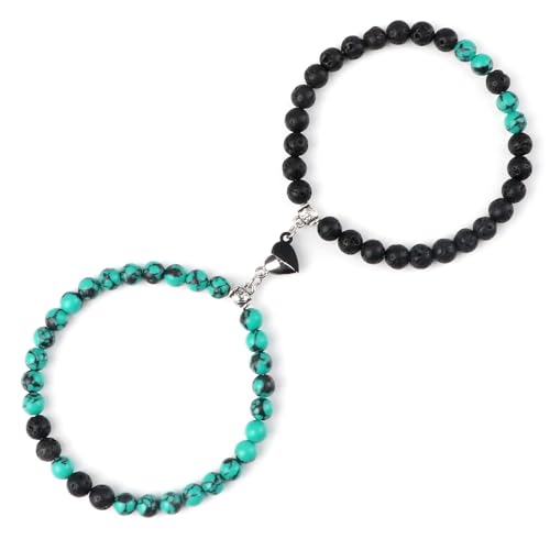 UBOHUZ 2 Teile/satz Stein Perlen Armbänder Paare Herz Verbunden Stretch Armreifen for Frauen Männer Schmuck Für Frauen(Set-11) von UBOHUZ
