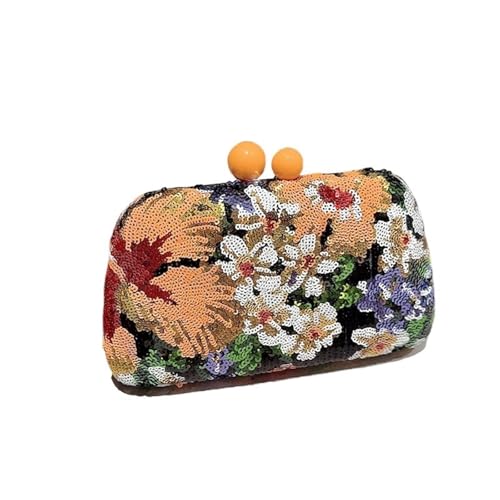 UBOHUZ Clip Shell Clutch Tasche for Frauen Blume Stickerei Schulter Umhängetaschen Vintage Abend Party Für Damen von UBOHUZ