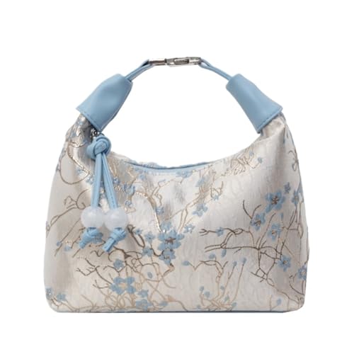 UBOHUZ Tragbare bestickte Handtasche, elegante Stickerei-Handtasche for die dekorative Umhängetasche for Hochzeits- und Dinnerpartys Für Damen(Blue) von UBOHUZ