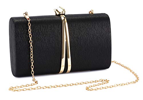 UBORSE Elegante Abendtasche Damen Clutch Kette Shiny Handtasche Gliter Umhängetasche für Hochzeit Party Schwarz von UBORSE