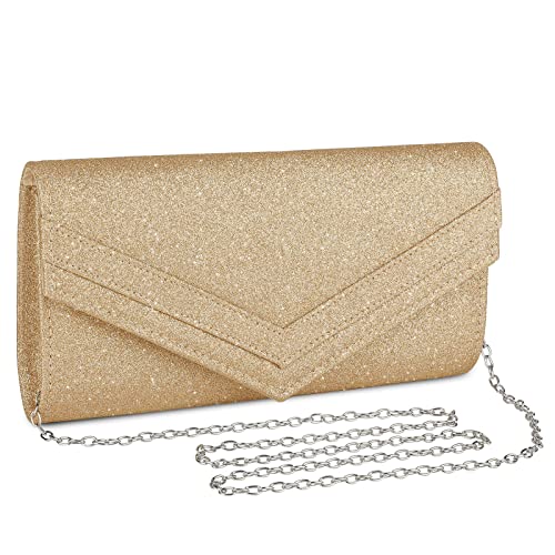 UBORSE Abendtasche Damen Clutch Handtasche mit Kette Geldbörse Kleine Umhängetasche Envelope Tasche Portemonnaie Tasche Unterarmtasche für Hochzeit Cocktailparty Tanzparty Geburtstag Bankett Prom von UBORSE