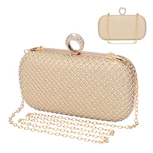 UBORSE Clutch Damen Abendttasche mit Pailletten Strass Glitter Luxus Elegant Handtasche Glänzend Modisch Kleine Umhängetasche Portemonnaie Tasche für Cocktailparty Abendparty Tanzparty Geburtstag von UBORSE