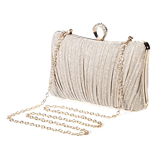 UBORSE Clutch Damen Pailletten Handtasche Strass Abendtasche mit Kette Glänzend Brauttasche Elegant Portemonnaie Tasche Geldbörse Envelope Tasche für Hochzeit Cocktailparty Tanzparty Geburtstag von UBORSE