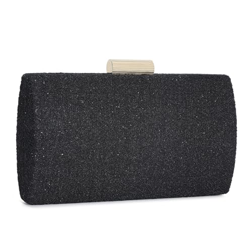 UBORSE Damen Abendtasche Clutch Elegant Spitze Handtasche Umschlag Kleine Umhängetasche Schultertasche Ketten Tasche für Hochzeit Party Disko - Schwarz von UBORSE