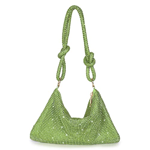 UBORSE Damen Abendtasche Clutch Umhängetasche Kleine Pailletten Handtasche Schultertasche Kette Tasche für Hochzeit Party Disko - Grün von UBORSE
