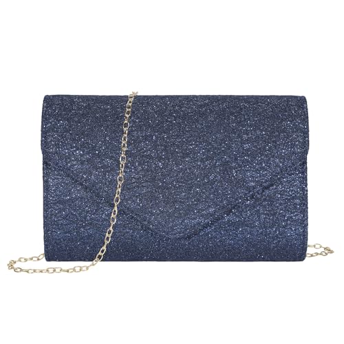 UBORSE Damen Clutch Elegant Spitze Abendtasche Handtasche Umschlag Umhängetasche Schultertasche Kleine Tasche für Hochzeit Party Braut - Dunkelblau von UBORSE