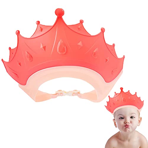 Duschhaube Kinder, Baby Shampoo Kappe, Baby Verstellbarer Shampoo Schutz, Shampoo Bade Bad SchüTzen Weiche Kappe Hut, Kappe Wasserdicht Cap für Kinder Mehr als 6 Monate Größenverstellbar, Krone-Rosa von UBRAVE