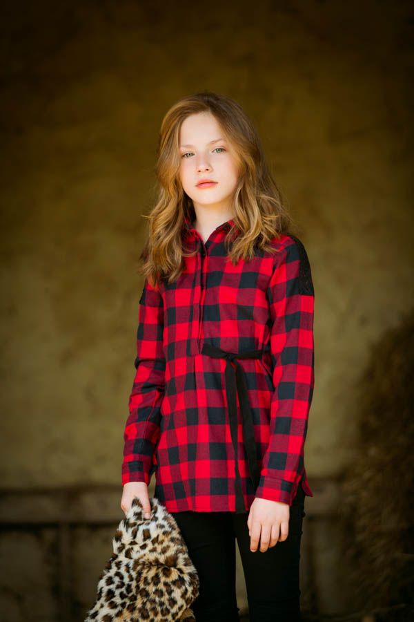 UBS2 Blusenkleid im Karo Look zum binden von UBS2