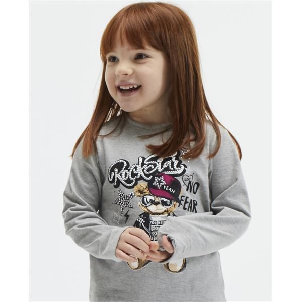 UBS2 Longsleeve Mädchen Winter grau Teddy mit Aplikationen von UBS2