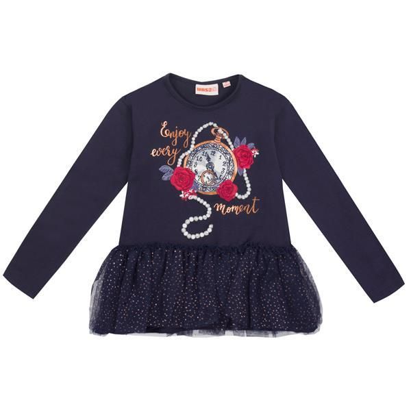 UBS2 Longsleeve Mädchen mit Perlen navy von UBS2
