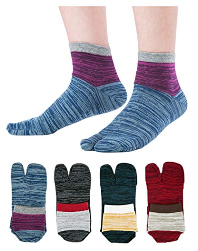 Herren Flip Flop Socken Tabi Split Toe Geta Wicking Baumwolle 4er Pack, Farbe 12, Einheitsgröße von UBUMO