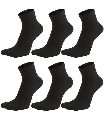 UBUMO Damen Solid 2 Toe Flip Flop Tabi Socken Geta Knöchel Baumwolle 5/6 Paar, Farbe 20 (6 Stück), Einheitsgröße von UBUMO