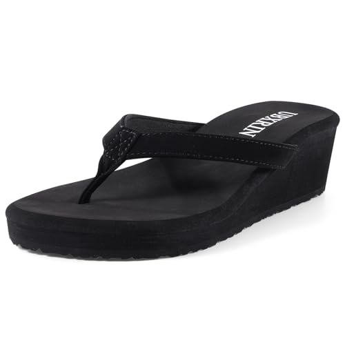 UBXRIN Damen-Flip-Flops mit Keilabsatz, bequeme Plateau-Sandalen, Strand, Pool, lässig, Sommer, Schlupfschuhe, 5,1 cm, Schwarz, 35 EU UBXRIN Damen-Flip-Flops mit Keilabsatz, bequeme Plateau-Sandalen, Strand, Pool, lässig, Sommer, Schlupfschuhe, 5,1 cm, Schwarz, 35 EU von UBXRIN