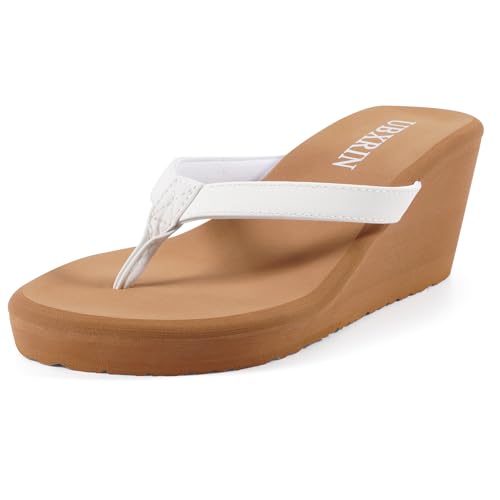 UBXRIN Damen-Flip-Flops mit Keilabsatz, bequeme Plateau-Sandalen, Strand, Pool, lässig, Sommer, Schlupfschuhe, 7,1 cm, Weiß, 36 EU UBXRIN Damen-Flip-Flops mit Keilabsatz, bequeme Plateau-Sandalen, Strand, Pool, lässig, Sommer, Schlupfschuhe, 7,1 cm, Weiß, 36 EU von UBXRIN