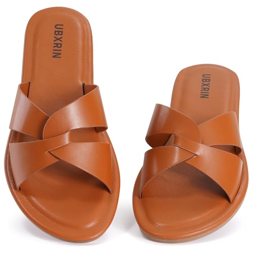 UBXRIN Minimalistische Damen-Sandalen aus Memory-Schaum, bequem, Sommer, lässig, weiches Leder, flache Hausschuhe, II-Cognac-Leder, 38.5 EU UBXRIN Minimalistische Damen-Sandalen aus Memory-Schaum, bequem, Sommer, lässig, weiches Leder, flache Hausschuhe, II-Cognac-Leder, 38.5 EU von UBXRIN
