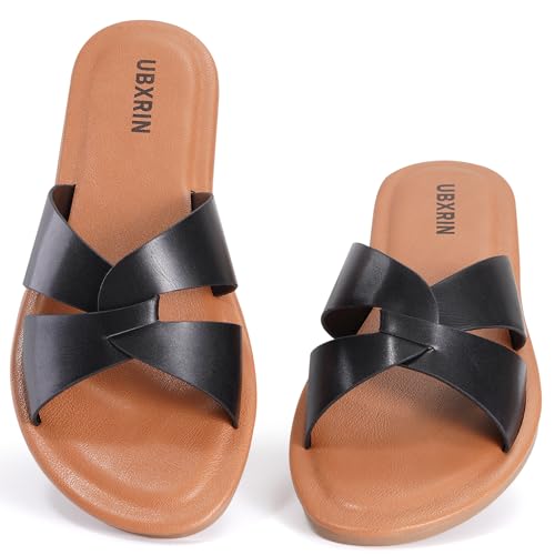 UBXRIN Minimalistische Damen-Sandalen aus Memory-Schaum, bequem, Sommer, lässig, weiches Leder, flache Hausschuhe, II-schwarzes Leder, 42 EU UBXRIN Minimalistische Damen-Sandalen aus Memory-Schaum, bequem, Sommer, lässig, weiches Leder, flache Hausschuhe, II-schwarzes Leder, 42 EU von UBXRIN