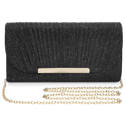 UBaymax Abendtasche Schwarz,Damen-Alutches Elegant,Kettenabendtasche,Modische Tasche Bag Handtasche, für Neujahrsball,Hochzeit,Party und Hochzeit von UBaymax
