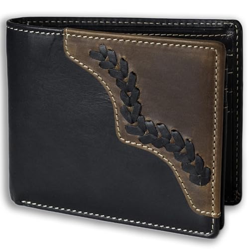 UC Leather Company Geldbörse für Herren, echtes Leder, RFID-blockierend, stilvolle Geldbörse mit 2 Ausweisfenstern, Stitch, Kompakt von UC Leather Company
