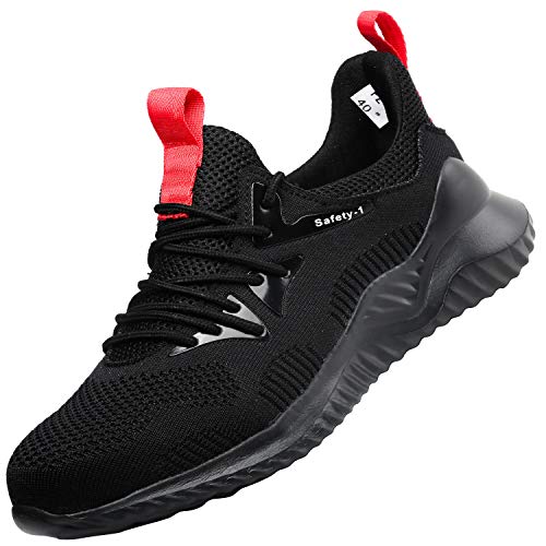 UCAYALI Sicherheitsschuhe Herren Damen Arbeitsschuhe S3 Leicht Sportlich Atmungsaktiv Schutzschuhe Stahlkappe Sneaker Arbeitsschutzschuhe(026 Schwarz, gr 40/250) von UCAYALI