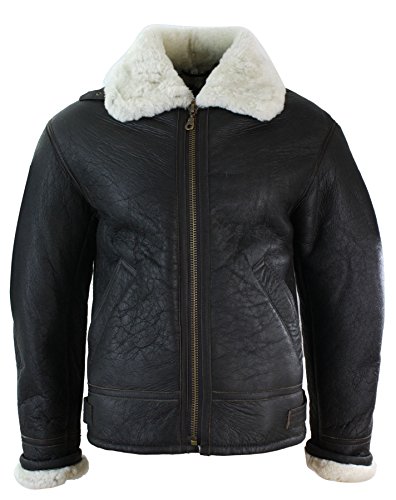 UCF Herren Lederjacke 100% Echtleder Schaffell Reißverschluss Piloten Stil Schafsleder Jacke von UCF