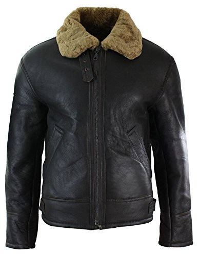 UCF Herren Lederjacke 100% Echtleder Schaffell Reißverschluss Piloten Stil Schafsleder Jacke von UCF