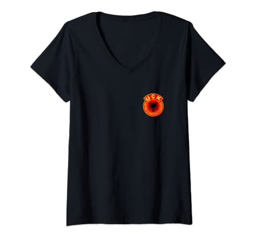 Damen Albanien Kosovo UCK UQK T-Shirt mit V-Ausschnitt Damen Albanien Kosovo UCK UQK T-Shirt mit V-Ausschnitt von UCK Kosovo