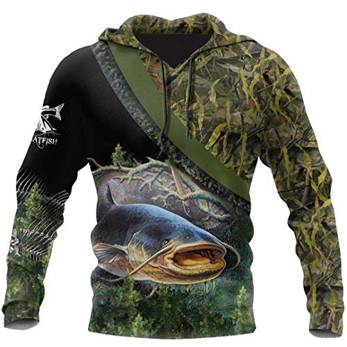 Catfish Fishing Reaper Camo 3D gedruckte Herren Hoodie Harajuku Streetwear Pullover Herbst Unisex Casual Jacke Hoodies XXL von UCKSL