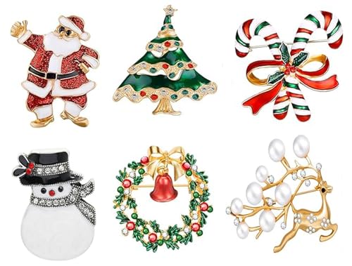 Weihnachten Brosche, 6 Stück Weihnachtsbroschen Kristall Weihnachtsschmuck, Anstecknadel Weihnachten Pin Set für Kleidung Geschenk Ornamente Weihnachten Brosche, 6 Stück Weihnachtsbroschen Kristall Weihnachtsschmuck, Anstecknadel Weihnachten Pin Set für Kleidung Geschenk Ornamente von UCKriito