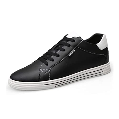 UCUZMI Männer Aufzug Business Sneakers, Leder Lifting Schuhe Leichte Unsichtbare Höhe Zunehmende Trainer Mode Büro Walking Schuhe,Black 6cm,43 EU von UCUZMI