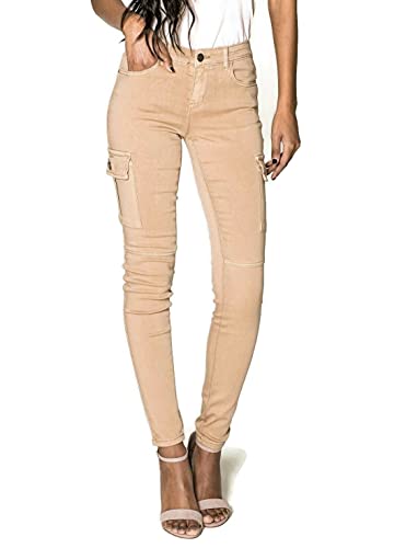 Damen Cargohose Skinny Slim Hose weiche Stretch Baumwolle Jeans UK 6-14, hellbeige, 38 von UDF