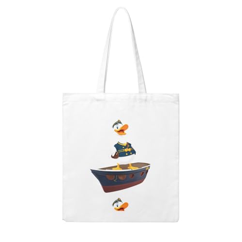 UDFKGLP Captain Duck on the Ship Pattern Woman Canvas Tote Bag Strong and durable for traveling, shopping, Daily One Size von UDFKGLP