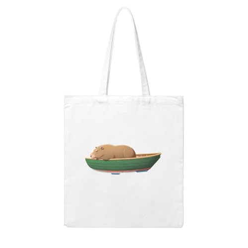UDFKGLP Capybara Sleeping on a boat Pattern Woman Canvas Tote Bag Strong and durable for traveling, shopping, Daily One Size von UDFKGLP
