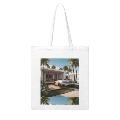 UDFKGLP Coconut Grove Courtyard Pattern Woman Canvas Tote Bag Strong and durable for traveling, shopping, Daily One Size von UDFKGLP