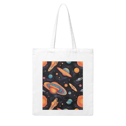 UDFKGLP Colorful Planet Series Pattern Woman Canvas Tote Bag Strong and durable for traveling, shopping, Daily One Size von UDFKGLP