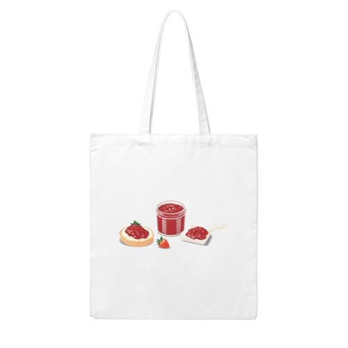 UDFKGLP Delicious Strawberry Breakfast Pattern Woman Canvas Tote Bag Strong and durable for traveling, shopping, Daily One Size von UDFKGLP