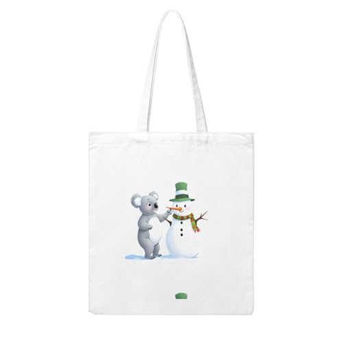 UDFKGLP Koala Making a Snowman Pattern Woman Canvas Tote Bag Strong and durable for traveling, shopping, Daily One Size von UDFKGLP