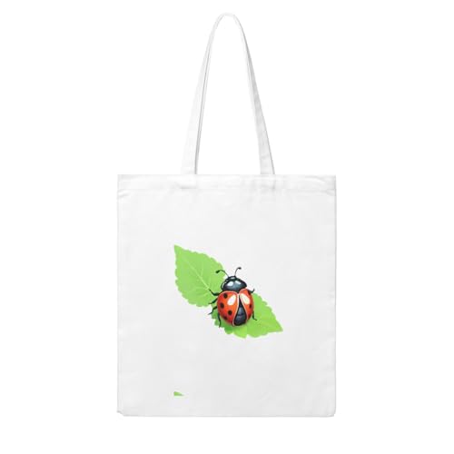 UDFKGLP Ladybug eating mint Pattern Woman Canvas Tote Bag Strong and durable for traveling, shopping, Daily One Size von UDFKGLP