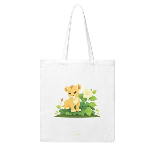 UDFKGLP Little Lion in the morning glory Pattern Woman Canvas Tote Bag Strong and durable for traveling, shopping, Daily One Size von UDFKGLP