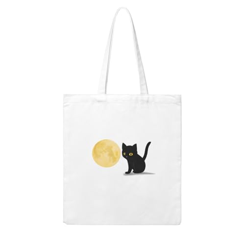 UDFKGLP Moon Black Cat Pattern Woman Canvas Tote Bag Strong and durable for traveling, shopping, Daily One Size von UDFKGLP