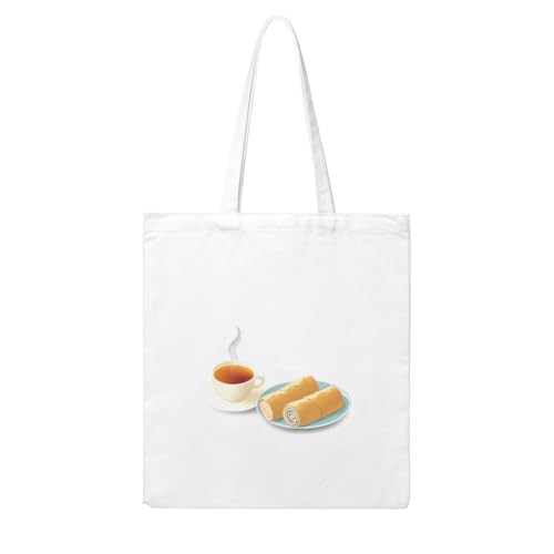 UDFKGLP Rolls and Tea Pattern Woman Canvas Tote Bag Strong and durable for traveling, shopping, Daily One Size von UDFKGLP