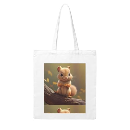 UDFKGLP Shy Little Squirrel Pattern Woman Canvas Tote Bag Strong and durable for traveling, shopping, Daily One Size von UDFKGLP