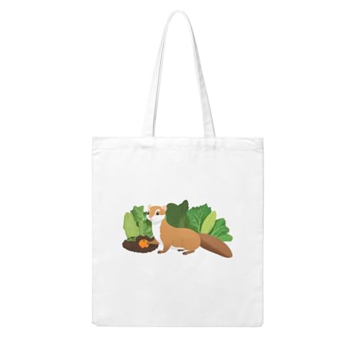 UDFKGLP Weasel in the vegetable garden Pattern Woman Canvas Tote Bag Strong and durable for traveling, shopping, Daily One Size von UDFKGLP