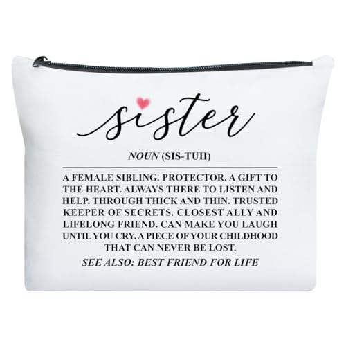 UDNADKEX Geschenk für Schwester, Weihnachten, Geburtstag, Abschlussgeschenk für Schwester, Bestie, BBF, Freundschaftsgeschenk für Frauen, beste Freunde, Make-up-Tasche, sentimentales Geschenk, beste von UDNADKEX