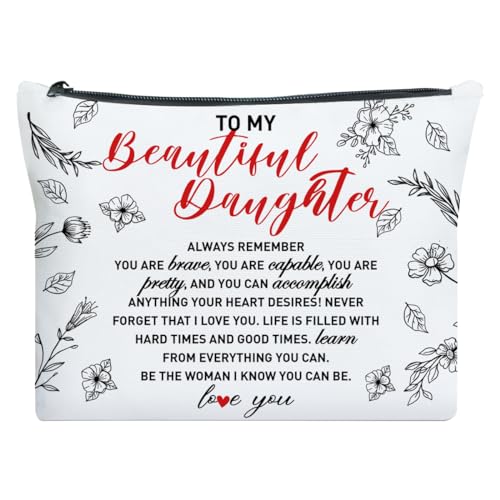 UDNADKEX Geschenk für Tochter von Mutter, Vater, Weihnachten, Geburtstag, Abschlussgeschenk für Tochter von Mutter Vater, Make-up-Tasche, inspirierende Geschenke für Tochter, Be The Woman I Know You von UDNADKEX