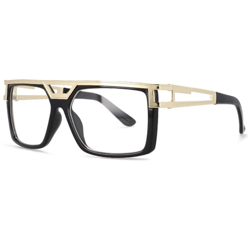 UDNDASBE-Men's Retro Sunglasses Big Frame Rectangular Hollow Temple Outdoor Sunglasses UV400 Protection von UDNDASBE