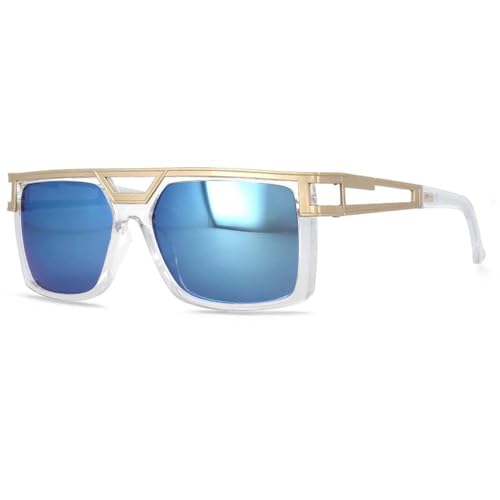 UDNDASBE-Men's Retro Sunglasses Big Frame Rectangular Hollow Temple Outdoor Sunglasses UV400 Protection von UDNDASBE