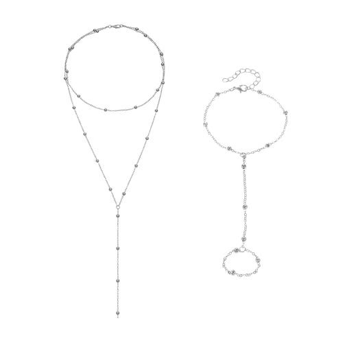 UDNFHL 1 Stück Quasten Runde Perlen Halskette Und 1 -Stück -Armband, Kreatives Designschmuck, Einfacher Und Modischer Schmuck, Frauenschmuck. von UDNFHL