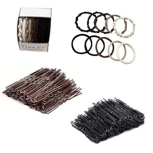 Haarnadeln, U-förmige Duttnadeln mit 10 Bändern für Damen-Styling und alle Haartypen (braun und schwarz), 100 Stück von UDNUYFGZ