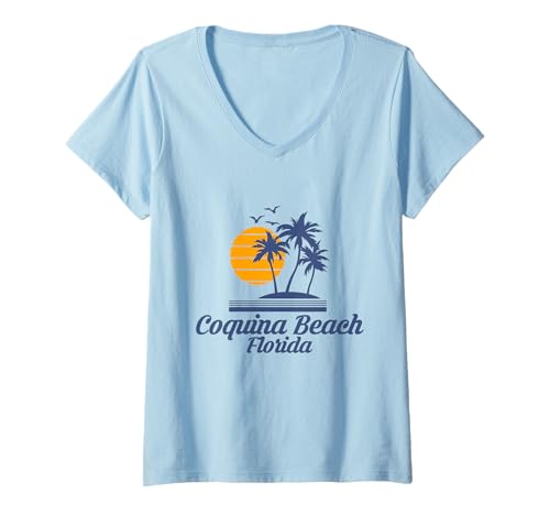 Damen Coquina Beach Florida FL Tourist Sommerurlaub T-Shirt mit V-Ausschnitt Damen Coquina Beach Florida FL Tourist Sommerurlaub T-Shirt mit V-Ausschnitt von UDZlMXTBLWJHBSY Creations Co